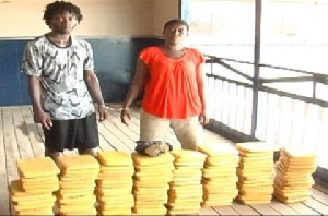 The two suspected drug dealers hid the illegal drug worth over GHC14,520 inside a boutique shop