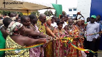 President John Mahama being assisted to commission a project