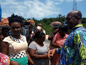 Vice President Kwesi Amissah- Arthur interacting with the traders