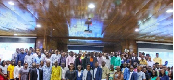 Mrs Linda Asante, a Deputy Chief Executive of the National Petroleum Authority in a group photograph