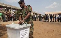 File photo of a soldier casting his ballot during a special voting exercise