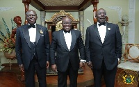President Nana Akufo-Addo in a pose with Otumfuo Osei Tutu II and Osaagyefo Amoatia Ofori Panin II