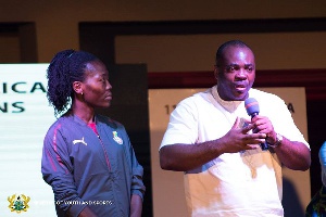 Sports Minister, Isaac Asiamah with deputy Black Queens skipper Gifty Appiah at the event