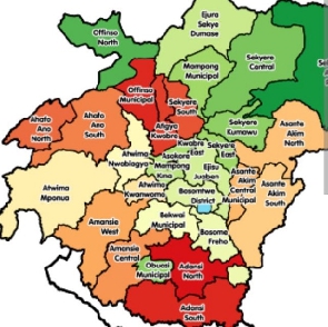 A map of some constituencies in Ghana