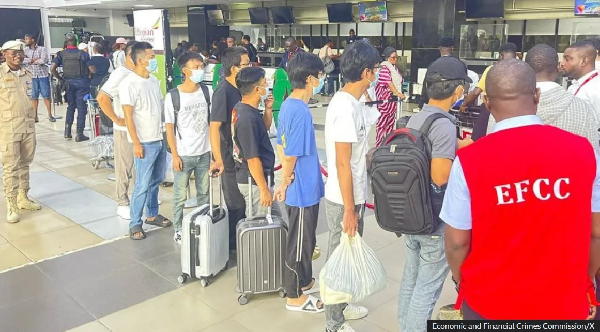 The EFCC posted photos of the foreigners being deported after their arrest last week and subsequent