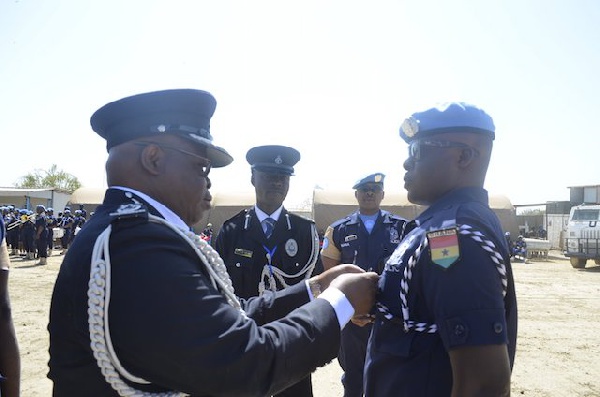 The officers were honoured at a colourful ceremony to celebrate the UN Medal Day