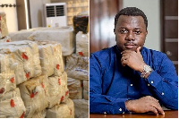 The intercepted cocaine (L) and Rev. John Ntim Fordjour