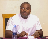 Richard Ahiagbah at a breakfast meeting with  journalists in Ho