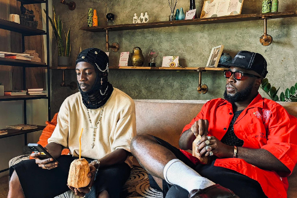 Ghanaian rapper M.anifest(R) and AratheJay(L)