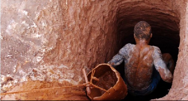 The abandoned pit caved in when five illegal miners were operating in it