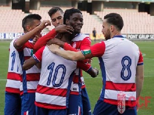 Clifford Aboagye celebrate with team mates