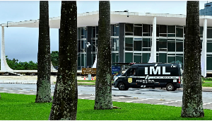 Brazil forensic team is seen outside the Three Powers Square in Brasilia on November 14