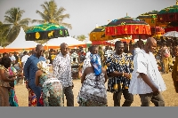 Revellers cheer at Akuapem State’s 200th Odwira Festival celebration