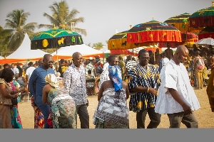 Revellers cheer at Akuapem State’s 200th Odwira Festival celebration