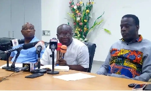 Minister of Finance Ken Ofori-Atta (middle) and Ignatius Baffuor Awuah of Minister of Employment