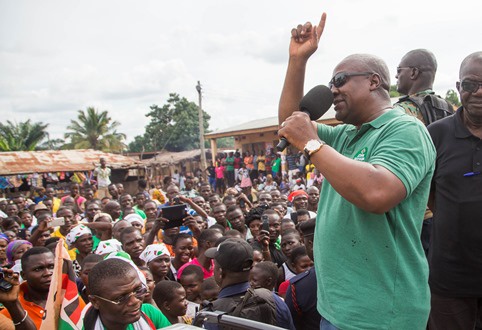 Former President John Mahama addressed party supporters on Saturday