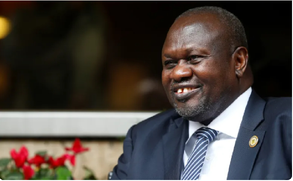 Former rebel leader and South Sudan's First Vice President Riek Machar is pictured in Rome, Italy