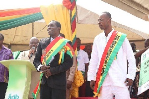 Philip Kwaku Agyemang (l) was named best farmer at the Farmers Day Celebrations in December