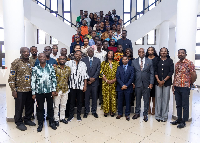Finance Minister Dr Cassiel Ato Forson with faculty and students at the University of Ghana