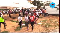 Party members participating in the health walk
