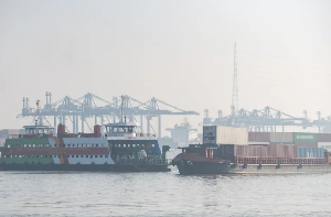 Ferries transport vehicles and cargo at Cat Lai Port on April 6, 2026 in Ho Chi Minh City, Vietnam
