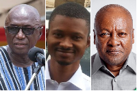 Mahama [R] claimed Ambrose Dery [L] confirmed Martin Dele [C] as a financier of Bawumia's campaign