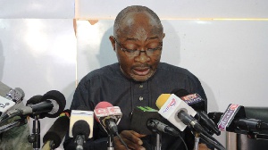 Alfred Agbesi Woyome addresses the press in Accra
