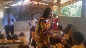 The MCE distributed biscuits, school uniforms, My First Day at School bags and assorted drinks