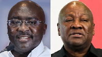 The contest is widely seen as a two-horse race between Dr. Bawumia (L) and John Mahama