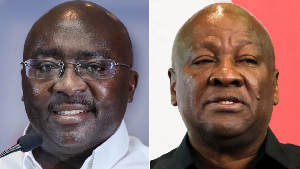 The contest is widely seen as a two-horse race between Dr. Bawumia (L) and John Mahama