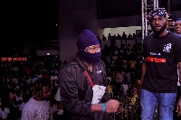 Rapper Medikal and Macassio at the Bukom Boxing Arena