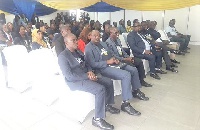 Mr Gbenga Odeyemi (3rd left) and other dignitaries observing proceedings during the draw