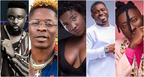 (L to R): Sarkodie, Shatta Wale, Ebony, Nacee, and Amerado have sold some of their catalogues