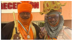 Newly installed Zanfara  community Chief in Ghana, Sarki Alhaji Amadu Musah (L)