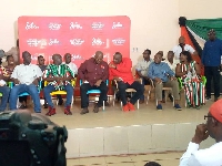 John Mahama spoke to some party members at Sissala as part of his campaign tour