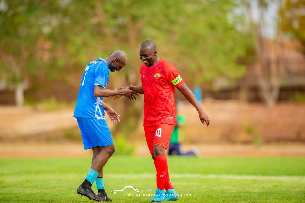 Burkina Faso military leader, Ibrahim Traore (in red jersey)