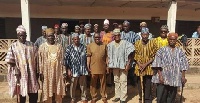 Hon. Alban SK Bagbin (M) with members of the Kaleo Traditional Council