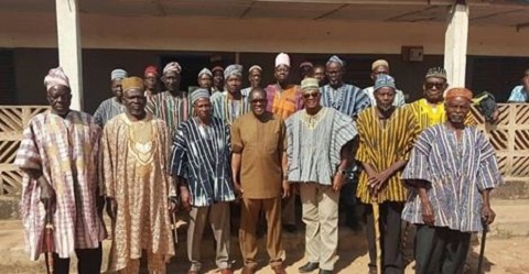 Hon. Alban SK Bagbin (M) with members of the Kaleo Traditional Council