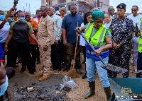 Prof Opoku-Agyemang participating in the National General Cleaning Exercise