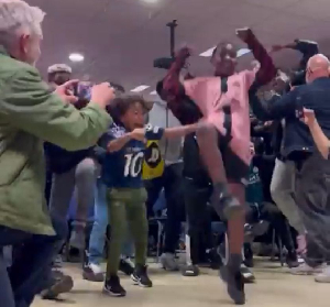 The young players were seen jubilating in the room