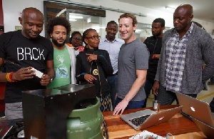 Mark Zuckerberg, the CEO and founder of Facebook meeting with innovators