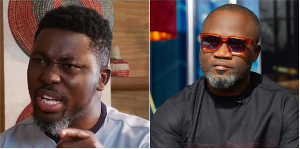 A Plus (L) has had a heated confrontation with Ola Michael (R) on United Showbiz A Plus (L) has had a heated confrontation with Ola Michael (R) on United Showbiz