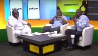 Kennedy Agyapong (R) maling his submission on Adom TV
