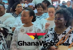 Watch Dr Zanetor Agyeman-Rawlings, siblings arrive for mother’s memorial mass