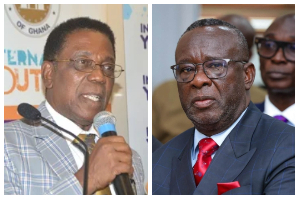 Photo collage of Prof Kwesi Yankah (L) and Baffoe-Bonnie’(R)