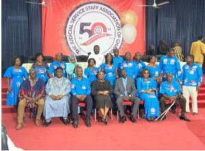 Some members of the Judicial Service Staff Association of Ghana (JUSAG) in a group photograph