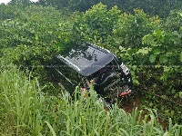 Okyenhene Amoatia Ofori Panin's vehicle veered off the road into the bush to avoid collision