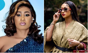 Joana Coffie (L) has accused Hajia4Reall (R) of having a negative influence on her children