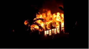 The fire destroyed some properties on the premises of the Coconut Grove Regency Hotel in Accra.