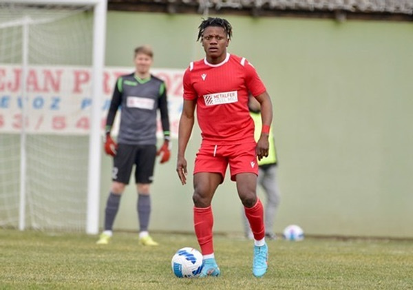 Sadick Abubakar was sent off for Radnik as they suffered a 2-1 defeat to Novi Pazar